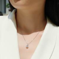 Dropshipping Factory Jewelry Gemstone Pendant Necklace 2ct Round Gem Chain Moissanite Charm Necklace Fine Women Silver Necklace