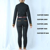 Vêtements d'équitation d'hiver, sous-vêtement chaud pour femmes, polaire extensible antidérapant, pantalon d'équitation, chemise d'équitation, ensemble 2 pièces