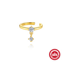 Glowluxe Manchette d'oreille réglable en argent sterling 925 plaqué or avec zircone cubique, bijoux de mode en gros