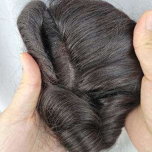 Indiase Remy Haarstukjes Produceert Natuurlijke Zwarte Dunne Huid Permanente Mono Pu Haar Vervangende Mannen Toupet - Product Image 6