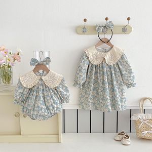 Осенняя Одежда для новорожденных, детское платье с длинным рукавом, хлопковый комбинезон для девочек, набор ободков для волос - Product Image 2