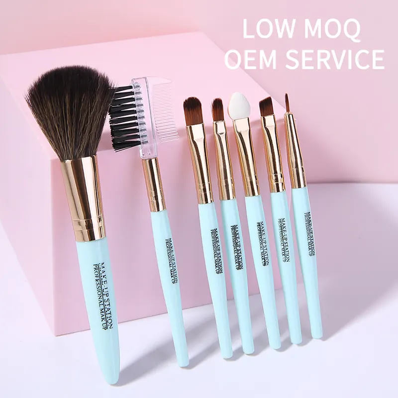 Lameila 7 Pcs Factory Cheap Price Makeup Brushes Set Custom Logo Nylon Hair Makeup Brushes Set With Case Private Label L0967