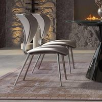 Chaise de salle à manger minimaliste italienne de luxe ergonomique en acier inoxydable et cuir PU, design moderne pour hôtel et restaurant