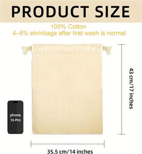 Sac fourre-tout personnalisé avec cordon de serrage en coton, 14x17 pouces - Product Image 2