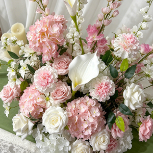 Soft Pink White <b>Hydrangea</b> Calla Lily Table Centerpiece <b>Artificial</b> <b>Flower</b> Arrangement for Wedding Reception Table - Product Image 4