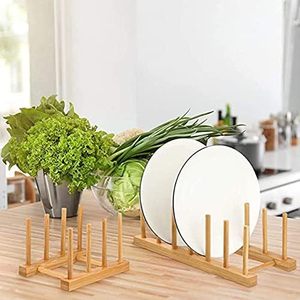 Bamboo Dish <b>Rack</b> <b>Plate</b> Holder Quick Dry Draining <b>Rack</b> Kitchen Storage Stand - Product Image 3