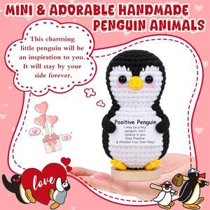 Pingouin en Crochet Positif et Amusant – Cadeau Emotionnel et Adorable pour Noël et Anniversaire – Idéal pour Femmes, Hommes, Amis et Collègues - Product Image 2
