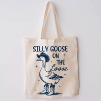 Silly Goose Denim Toile Sac Fourre-Tout Rétro Style Occidental Mignon Polyvalent pour Un Usage Quotidien Cadeau Shopping École-pour Enseignants Amis