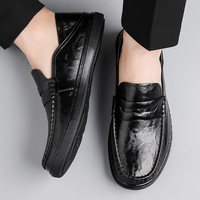 Mocassins de conduite décontractés pour hommes, dessus en cuir