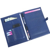 Carpeta de archivos de cuero con patrón de avestruz de alta calidad, compendio de cartera multicolor con maletines personalizados, funda con soporte para teléfono