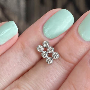 Pendientes de botón chapados en oro blanco con circonita redonda, diseño geométrico, joyería de moda para mujer, engaste clásico en bisel E1342 - Product Image 4