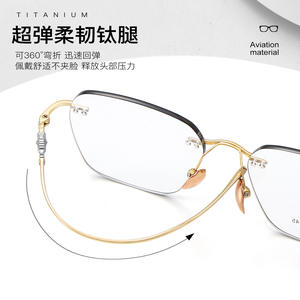 Montura de Gafas de Titanio sin Aro Xiaohongshu S903, Rectangulares, con Protección contra Luz Azul, Unisex, Lentes de Resina, Origen Danyang - Product Image 2
