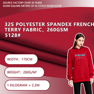 Tissu en maille French Terry 32S polyester élasthanne, largeur 170 cm, 260 g/m², extensible, pour sweats à capuche, sweat-shirts et tenues décontractées - Product Image 1