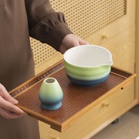 Ensemble de matcha de dernière génération, bol à thé en céramique et support pour fouet, ensemble de thé japonais comprenant un bol à matcha avec bec verseur, support pour fouet à matcha