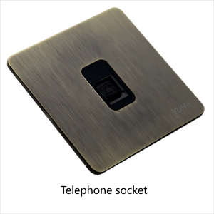 86 Retro Bronze <b>Pull</b> <b>Switch</b> Wall Socket Double Computer Socket with 10A Max. Current and 110V Max. Voltage Made of ABS Metal - Product Image 6