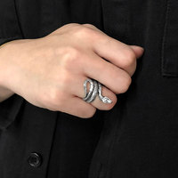Bagues en forme de serpent en argent pour homme et femme, anneau style hip hop, Punk, ajustable, empilables, fleur creuse, hibou, tête de mort