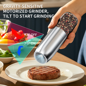 Molinillo de pimienta eléctrico Kymq de 20,3 cm de acero inoxidable para condimentar la cocina con sal y granos de pimienta - Product Image 3