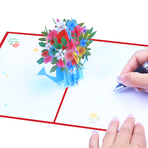 <span class=keywords><strong>Carte</strong></span> de vœux 3D écologique et recyclable en forme d'arrosage, faite à la main, avec vernis brillant, thème jardin fleuri, en papier, vente en gros - Product Image 5