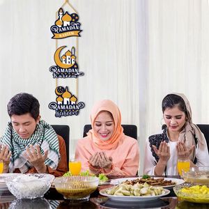 Drapeau suspendu Ramadan Kareem Eid Mubarak, bannière de porte Eid pour chambre à coucher, décoration de maison Ramadan Eid - Product Image 2