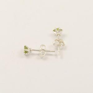 Pendiente de peridoto joyería peridoto redondo Natural 4x4mm piedra preciosa 925 plata esterlina sólida pequeños pendientes de poste joyería fina - Product Image 4