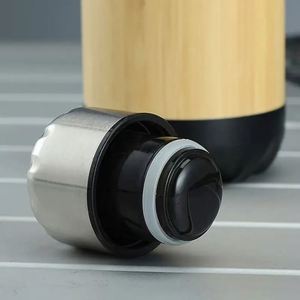 17oz Cola Bottle Shape <b>Double</b> <b>Wall</b> Stainless Steel Thermos Vacuum Flask with Bamboo Shell - Product Image 4