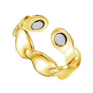 Brass Feather Shape <b>Ring</b> Vintage Style <b>Adjustable</b> Unisex Jewelry Daily Wear Magnetic Design - Product Image 2