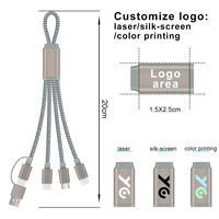 Logo personnalisé 5V/2A Nylon Tressé Métal Multi Câble de Charge 4 en 1 Portable Téléphone Câble de Charge Porte-clés pour Cadeau Promotionnel