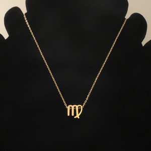 Collier en acier inoxydable 304 du zodiaque plaqué or 18 carats PVD personnalisé femmes hommes <span class=keywords><strong>mois</strong></span> de naissance pendentif tour de cou clavicule colliers bijoux - Product Image 5
