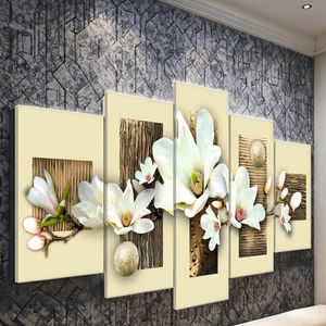 Impresión Digital de Flores Originales de 5 Piezas, Impresión Artística en Lienzo de Pintura al Óleo de 6 Colores, Decoración de Pared para Sala de Estar Interior - Product Image 1