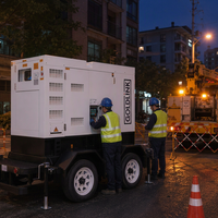 Générateurs diesel Perkins 25 kVA sur remorque, générateur mobile 20 kW, système de refroidissement par eau, générateur sans balais, monophasé AC
