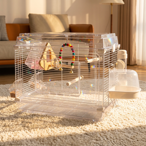 Jaula Moderna Minimalista para Pájaros, Villa Panorámica de Alta Transparencia para Periquitos con Bandeja Extraíble - Product Image 1