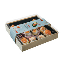 Kunden spezifisches Logo akzeptabel beste Qualität transparente Abdeckung Verpackung Papier Sushi zum Mitnehmen Box