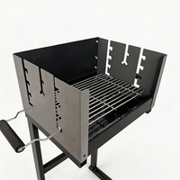 Grill à charbon de bois rotatif manuel pour poulet entier, grand format, avec support stable en forme de H pour les grandes fêtes en plein air