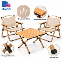 Ensemble table et chaises de camping pour 2 personnes, chaise pliante Kermit avec table à plateau roulant pour le camping en plein air, les pique-niques et le jardin