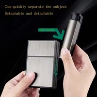 Boîte à briquet automatique en métal de luxe portable Étui à cigarettes en plastique de conception carrée avec fonction de rangement Briquet réel