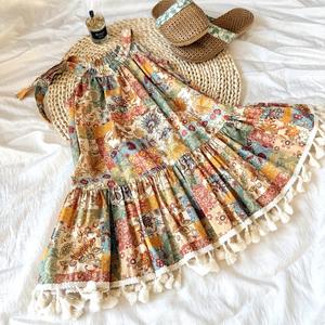 Robe d'été sans manches pour filles RTS MeiXi, en coton tissé, style bohème, patchwork floral, col rond, respirante, légère, longueur genou, coupe trapèze - Product Image 2