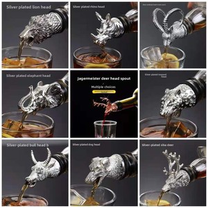 Bouchon verseur pour bouteille d'alcool en acier inoxydable et alliage de zinc, tête de cerf, avec aérateur à vin en acier inoxydable en forme d'animal - Product Image 3