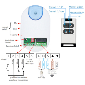 Contrôleur de porte de garage sans fil automatique en gros, code roulant, portée 30m, plastique ABS, 3 boutons avec indicateur LED, confidentialité - Product Image 3
