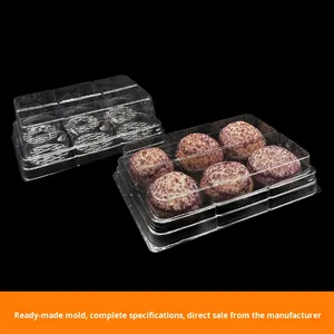 Clear 6pc Packaging Recyclable <strong>Disposable</strong> Food Box PET Multi Cavity Rectangle 0.5mm Thickness <strong>Dessert</strong> <strong>Tray</strong> Mini Cakes Pastries - Product Image 3