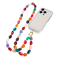 Cordon de téléphone personnalisable multicolore perlé, bracelet de poignet, sangle à breloques bohèmes, logo personnalisé, installation facile, étui de téléphone portable tendance