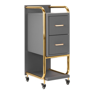 GABBIANO moderno Solo oro grigio carrello parrucchiere acciaio inox e plastica per la casa Hotel salone o uso ospedaliero - Product Image 1