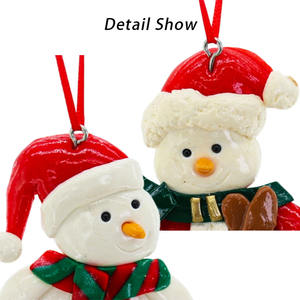스트라이프 스카프와 모자 매달려 크리스마스 트리 눈사람 화려한 스카프 선물 장식 수제 크리스마스 눈사람 - Product Image 3