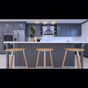 Gabinetes de Cocina Estilo Shaker Gris Moderno Americano Personalizados, Muebles de Cocina Modulares Clásicos con Isla para Apartamento - Product Image 2