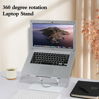 Support de refroidissement pour ordinateur portable en alliage d'aluminium OEM, rotatif à 360 degrés et pliable avec double ventilateur pour tablettes et PC
