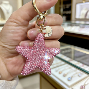 Llavero de estrella con diamantes de imitación, colgante brillante y bonito de aleación en tono dorado para bolso, regalo - Product Image 6