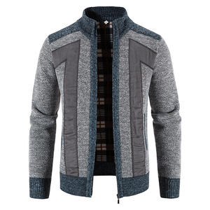 Veste élégante à col montant, manches longues, cardigan à fermeture éclair intégrale, tricot pour <span class=keywords><strong>homme</strong></span>, couleur unie, vente chaude personnalisée - Product Image 2
