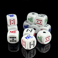 Dés de jeu personnalisés en résine avec symboles de poker, six faces, 20 mm, en acrylique blanc et polypropylène, pour jeux de casino et de boisson pour adultes, vente en gros