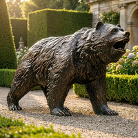 Sculpture d'ours en bronze, figurine d'animal moulée avec base ornée - Art classique de luxe pour grands intérieurs Logo
