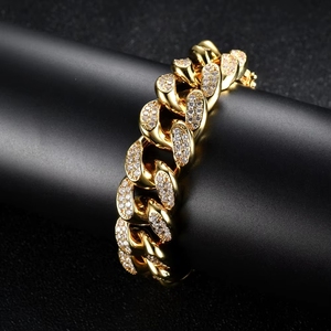 Europäisches und amerikanisches beliebtes Hip-Hop-Accessoire: Vielseitiges geometrisches Messingarmband mit Zirkonia-Einlage, 20 mm, im dominanten kubanischen Stil - Product Image 4