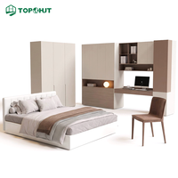 TOPOHUT Ensemble de mobilier et d'équipements (FF&E) modulaire intégré pour chambre, couleur crème moka, pour projets d'appartements de services et de tours résidentielles haut de gamme